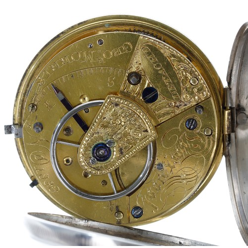 727 - George IV silver fusee 'Detached' lever pocket watch, Chester 1824, the movement signed Geoe Morris,... 