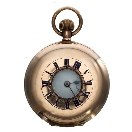 734 - Astral Coventry 9ct half hunter lever pocket watch, London 1912, signed movement and dial, metal hin... 