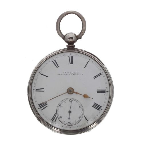 735 - Victorian silver fusee lever pocket watch, London 1871, the movement signed G. & T. Davidson, Ne... 