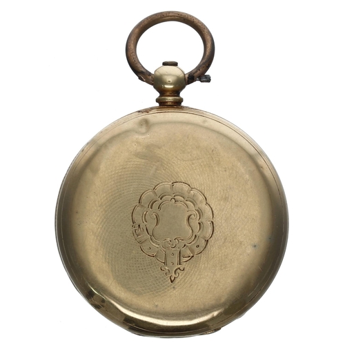 736 - Small Swiss 18ct cylinder pocket watch, the movement signed Baume, Geneve, metal cuvette, signed dia... 