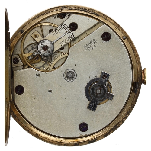 736 - Small Swiss 18ct cylinder pocket watch, the movement signed Baume, Geneve, metal cuvette, signed dia... 