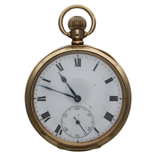 737 - Rolex 18ct lever pocket watch, Birmingham 1913, signed 17 jewel movement with bi-metallic compensate... 