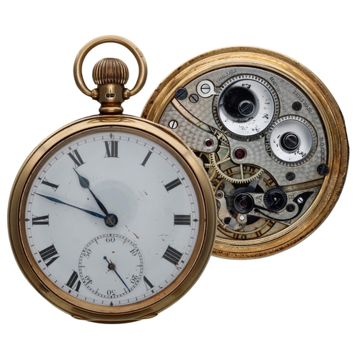 737 - Rolex 18ct lever pocket watch, Birmingham 1913, signed 17 jewel movement with bi-metallic compensate... 