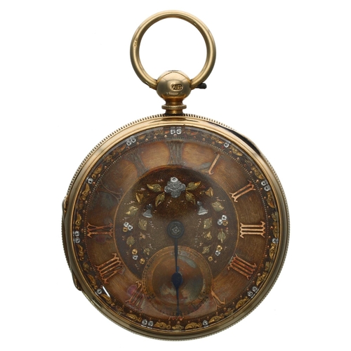 738 - 19th century Irish 18ct fusee lever pocket watch, Dublin 1875, the movement signed John Donegan, Dub... 