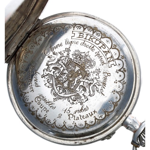 745 - L.U.C Chopard silver (.800) lever pocket watch, gilt frosted movement with stamped trademark, compen... 