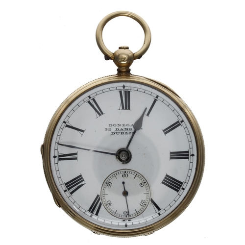 700 - Small Irish 18ct fusee lever pocket watch, Dublin 1862, the gilt three quarter plate movement signed... 