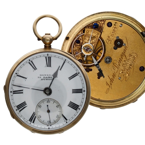 700 - Small Irish 18ct fusee lever pocket watch, Dublin 1862, the gilt three quarter plate movement signed... 