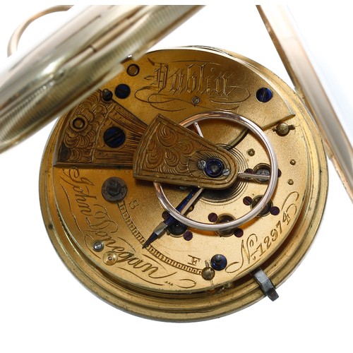 729 - 19th century Irish 18ct fusee lever pocket watch, Dublin 1866, the movement signed John Donegan, Dub... 