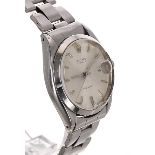 81 - Rolex Oysterdate Precision stainless steel gentleman's wristwatch, reference no. 6694, serial no. 13... 