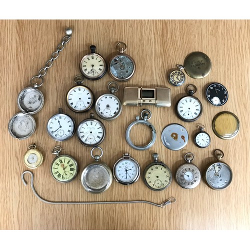 807 - Assorted pocket and fob watches for spares/repair to include nickel, gunmetal, chrome, gold plated a... 