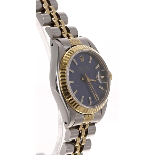 92 - Rolex Oyster Perpetual Date gold and stainless steel lady's wristwatch, reference no. 69173, serial ... 