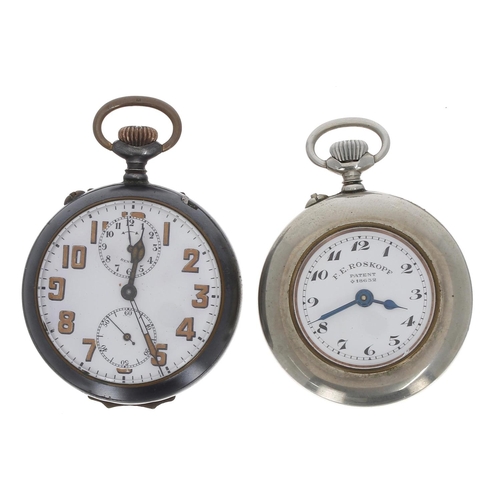 858 - F.E. Roskopf Patent lever nickel cased pocket watch for repair, Patent no. 18632, 49mm; together wit... 