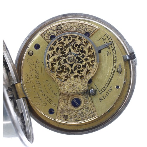 861 - 19th century silver verge pair cased pocket watch, London 1830, the fusee movement signed Edw'd Hoy,... 