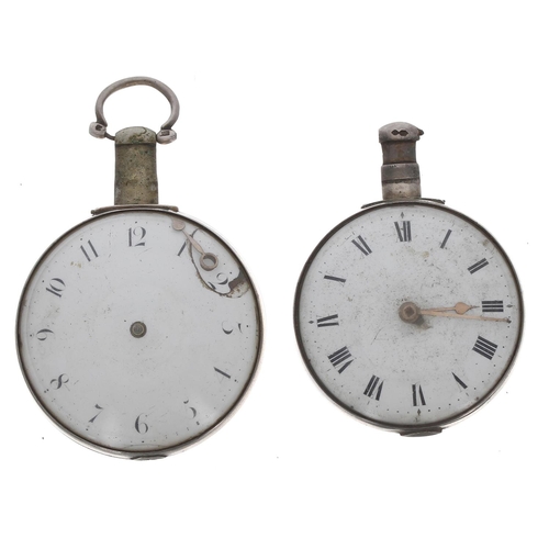 867 - Two early 19th century silver fusee verge pair cased pocket watches for repair, makers W.B. Roberts,... 