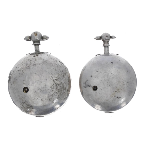 868 - Two silver fusee verge pair cased pocket watches for repair, makers Burke, Dublin and E. Justin, Dub... 