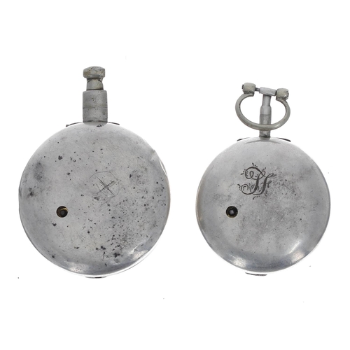 869 - Two late 18th/early 19th century silver fusee verge pair cased pocket watches for repair, makers Cha... 