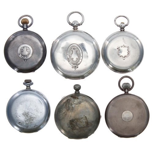 872 - Four silver pocket watches for repair to include a Marine Chronograph, Rival and fusee lever signed ... 