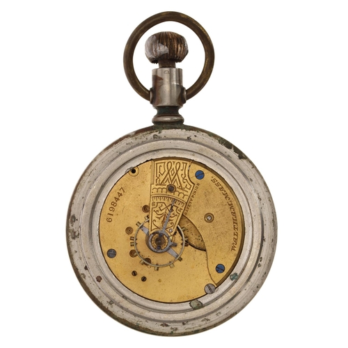 875 - American Waltham silverode lever set pocket watch for repair, circa 1892, serial no. 6198447, signed... 