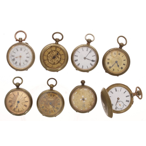 878 - Eight gilt metal fob watches for repair (8)