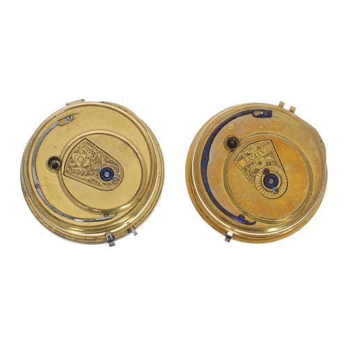 886 - Robert Roskell, Liverpool fusee rack lever pocket watch movement, dust cover, enamel dial, 45mm; tog... 