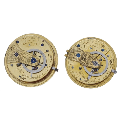 888 - Fusee duplex pocket watch movement, signed Les Granges, late Recordon, Cockspur St, Charing Cross, L... 