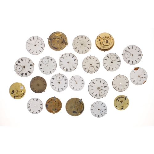 897 - Quantity of assorted pocket and fob watch movements to include fusee verge, fusee lever, lever, free... 