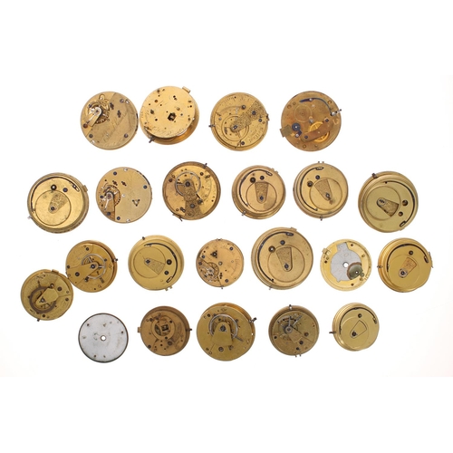 897 - Quantity of assorted pocket and fob watch movements to include fusee verge, fusee lever, lever, free... 