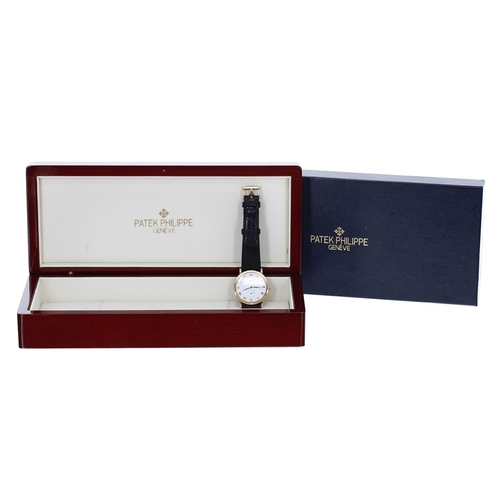 112 - Patek Philippe Calatrava 18ct gentleman's wristwatch, reference no. 3919, hobnail bezel, white dial ... 