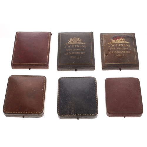 901 - Six J.W. Benson pocket/fob watch cases, with fitted interiors (6)