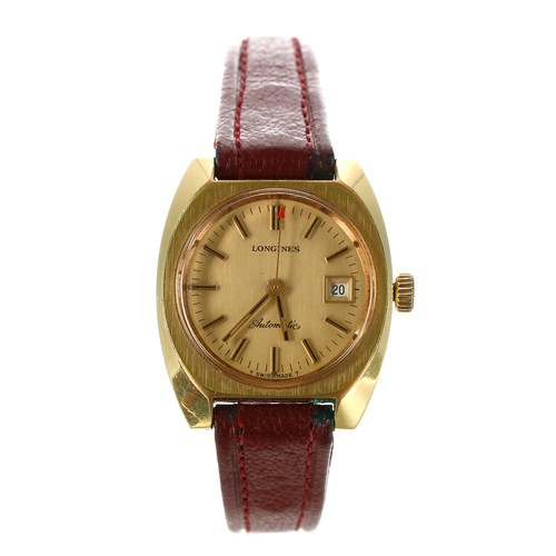 131 - Longines automatic gold plated and stainless steel lady's wristwatch, reference no. 1506 1, case no.... 