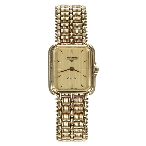 146 - Longines Quartz gold plated and stainless steel lady's wristwatch, case no. 24309xxx, rectangular ch... 