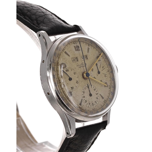 129 - Rare Breitling Datora Chronograph triple calendar stainless steel gentleman's wristwatch, reference ... 