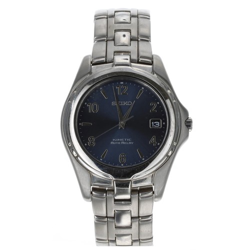 182 - Seiko Kinetic Auto Relay stainless steel gentleman's wristwatch, reference no. 5J22-0B69, blue dial,... 