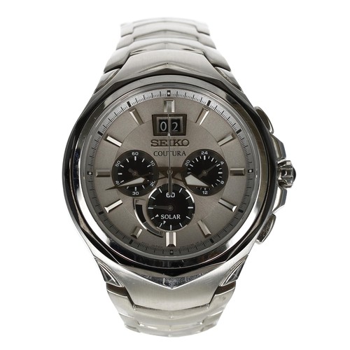 185 - Seiko Coutura Solar Chronograph stainless steel gentleman's wristwatch, reference no. V194-0AB0, ser... 