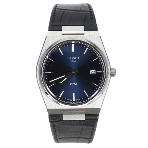 202 - Tissot PRX stainless steel gentleman's wristwatch, reference no. T137410A, blue dial, Tissot blue le... 