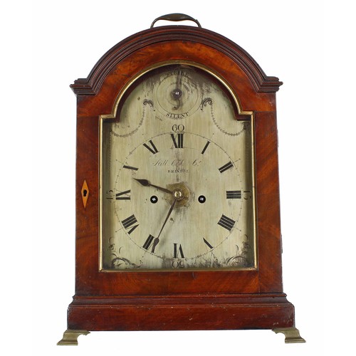 1317 - English mahogany double fusee bracket clock with alarm, the 8