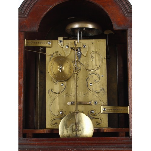 1317 - English mahogany double fusee bracket clock with alarm, the 8