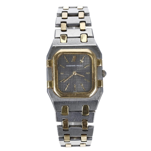 239 - Audemars Piguet Quartz gold and stainless steel lady's wristwatch, square grey hobnail dial with app... 