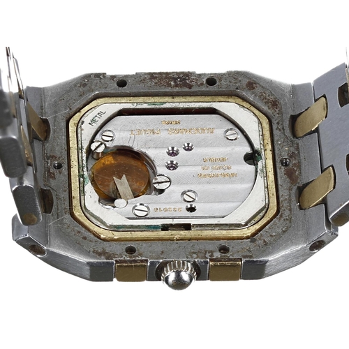 239 - Audemars Piguet Quartz gold and stainless steel lady's wristwatch, square grey hobnail dial with app... 