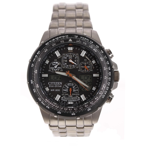 269 - Citizen Eco-Drive Skyhawk A.T WR 200 radio controlled stainless steel gentleman's wristwatch, refere... 