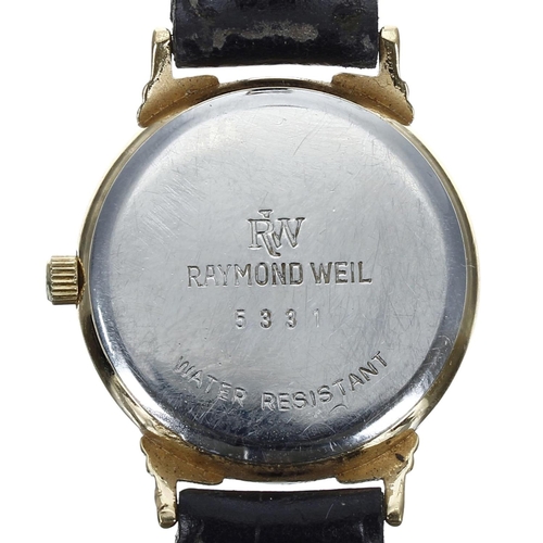 289 - Raymond Weil Geneve gold plated lady's wristwatch, reference no. 5331, white dial with Roman numeral... 