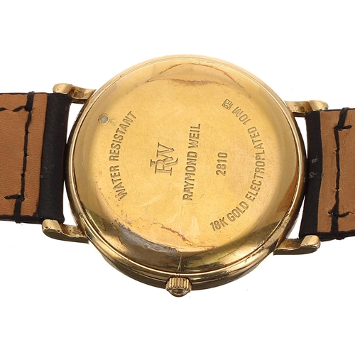 292 - Raymond Weil automatic gold plated gentleman's wristwatch, reference no. 2810, circa 1992, champagne... 