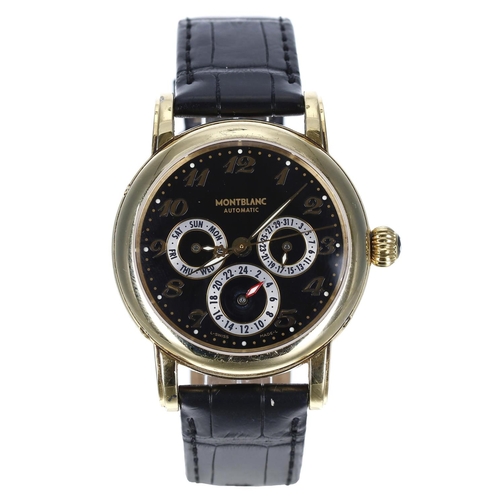 294 - Montblanc Meisterstuck Dual Time Calendar automatic gold plated gentleman's wristwatch, reference no... 