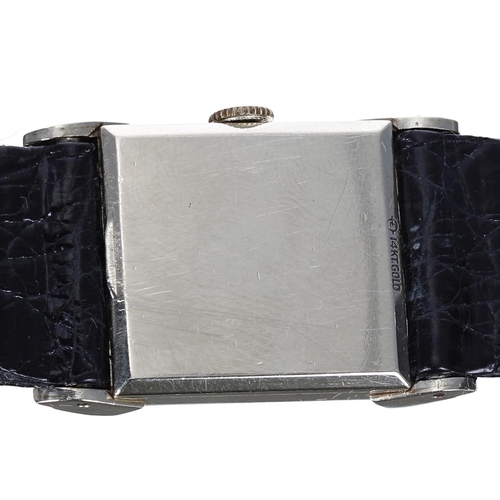 313 - Girard Perregaux 1930s 14ct white gold rectangular gentleman's wristwatch, reference no. E1302, case... 