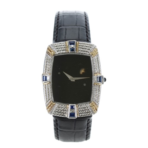 322 - DeLaneau 18ct bicolour sapphire and diamond set unisex wristwatch, reference no. 1631, circa 1973, b... 