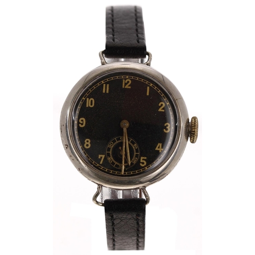 350 - Longines silver Borgel cased wire-lug gentleman's wristwatch, Glasgow 1912, serial no. 5327xxx, circ... 