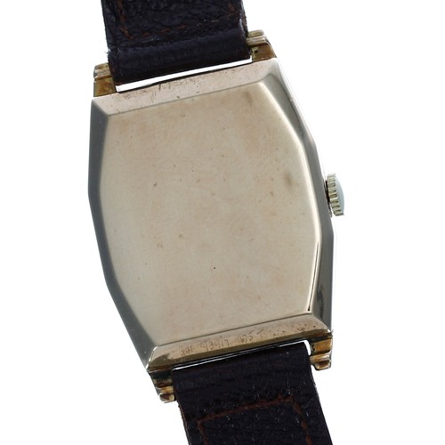 353 - J.W. Benson 9ct rectangular gentleman's wristwatch, Birmingham 1940, signed rectangular silvered dia... 