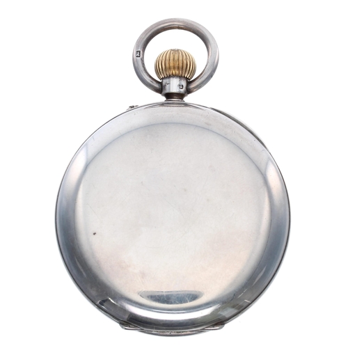 367 - British Military silver centre seconds lever pocket watch, London 1914, the gilt three quarter plate... 