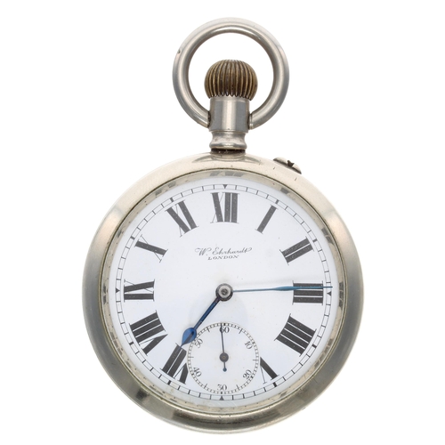 368 - British Military nickel cased lever pocket watch, the movement with Military arrow and stamped 'D381... 