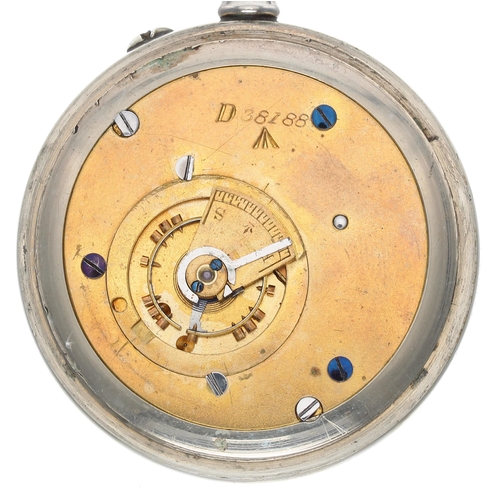 368 - British Military nickel cased lever pocket watch, the movement with Military arrow and stamped 'D381... 